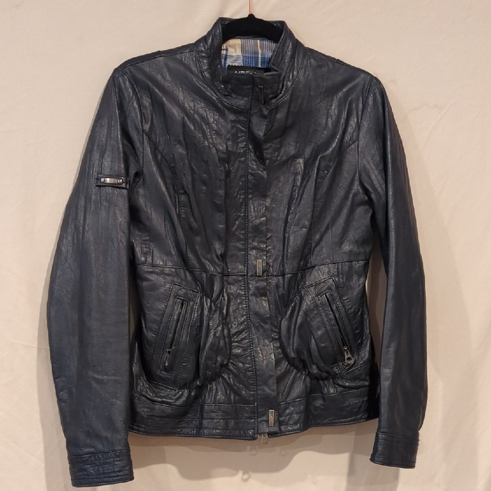 Women's Dark Navy Leather Jacket